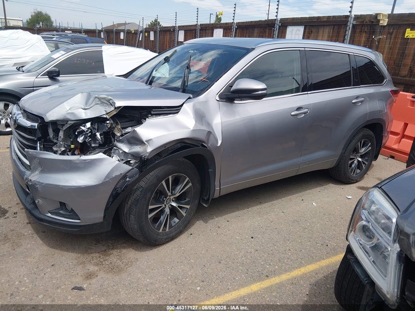 Vin: 5tdjkrfhxgs352316, lot: 45815053, toyota highlander xle v6 20162