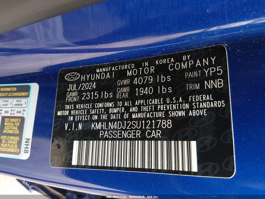 2025 HYUNDAI ELANTRA HYBRID auction photo 8