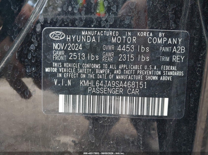 2025 HYUNDAI SONATA 2.5L I-4 DI, DOHC, V(VIN: KMHL64JA9SA468151