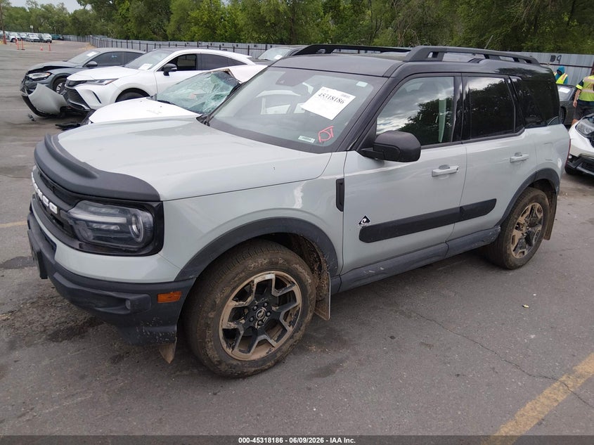 Vin: 3fmcr9c62nre23267, lot: 45816112, ford bronco sport outer banks 20222