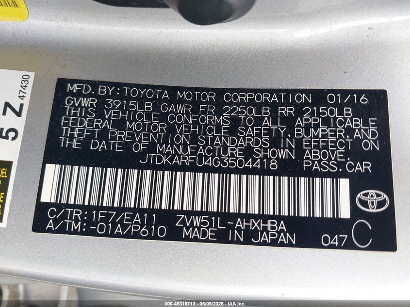 2016 TOYOTA PRIUS THREE TOURING — Фото 9