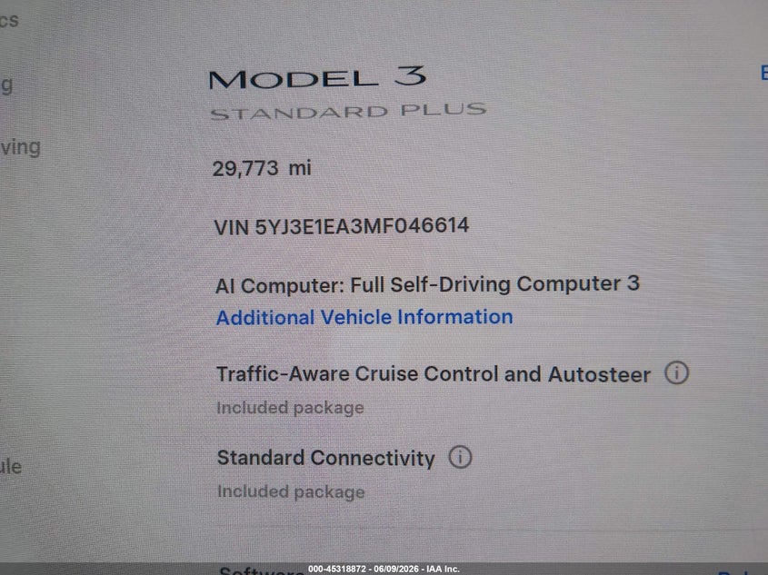 2021 TESLA MODEL 3 auction photo 7