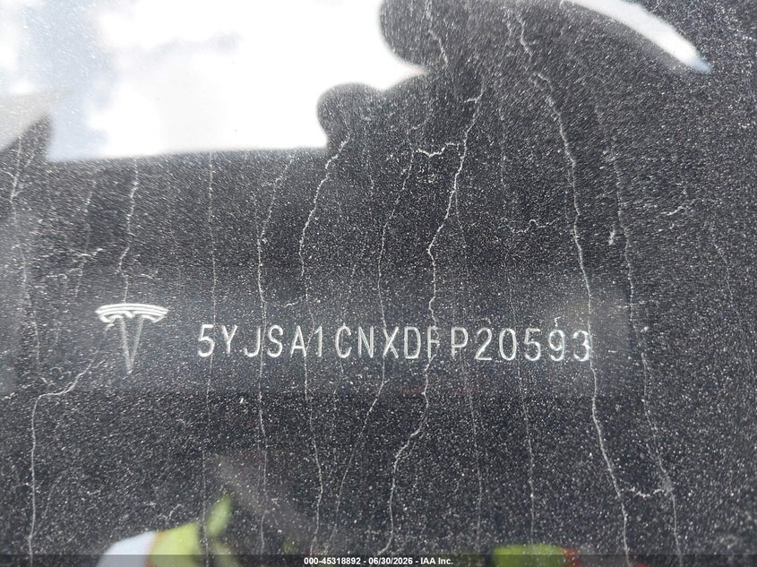2013 Tesla Model S VIN: 5YJSA1CNXDFP20593 Lot: 45318892