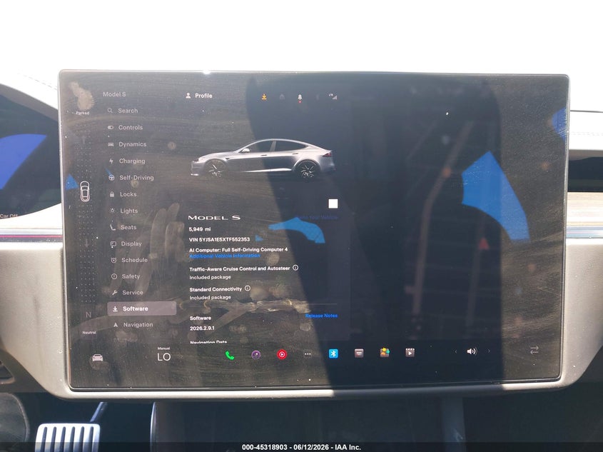 2026 Tesla Model S All-Wheel Drive VIN: 5YJSA1E5XTF552353 Lot: 45318903