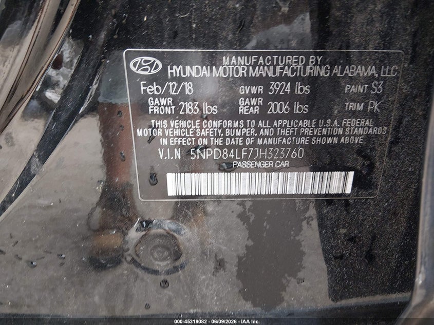 2018 Hyundai Elantra Value Edition VIN: 5NPD84LF7JH323760 Lot: 45319082
