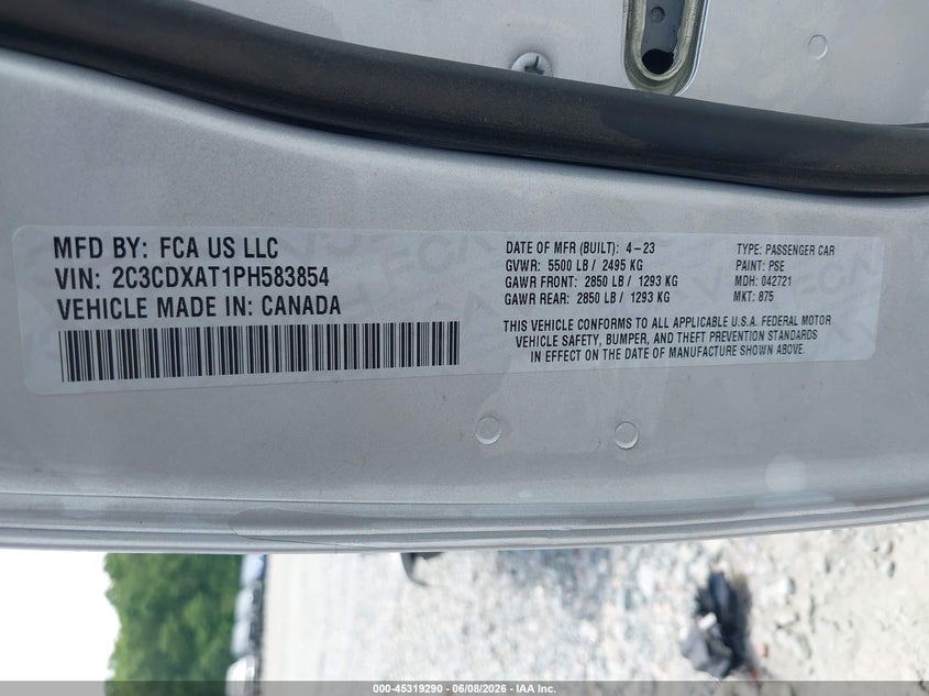 2023 Dodge Charger Police Rwd VIN: 2C3CDXAT1PH583854 Lot: 45319290