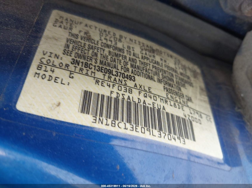 2009 NISSAN VERSA HATCHBACK 1.8L I-4 DOHC, VVT, 122HP
