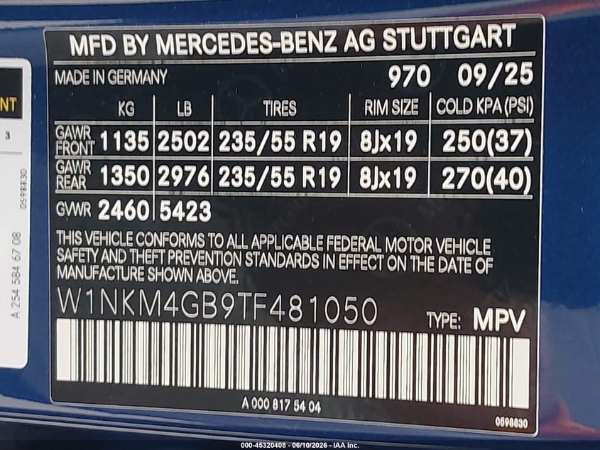 2026 Mercedes-Benz Glc 300 VIN: W1NKM4GB9TF481050 Lot: 45320408