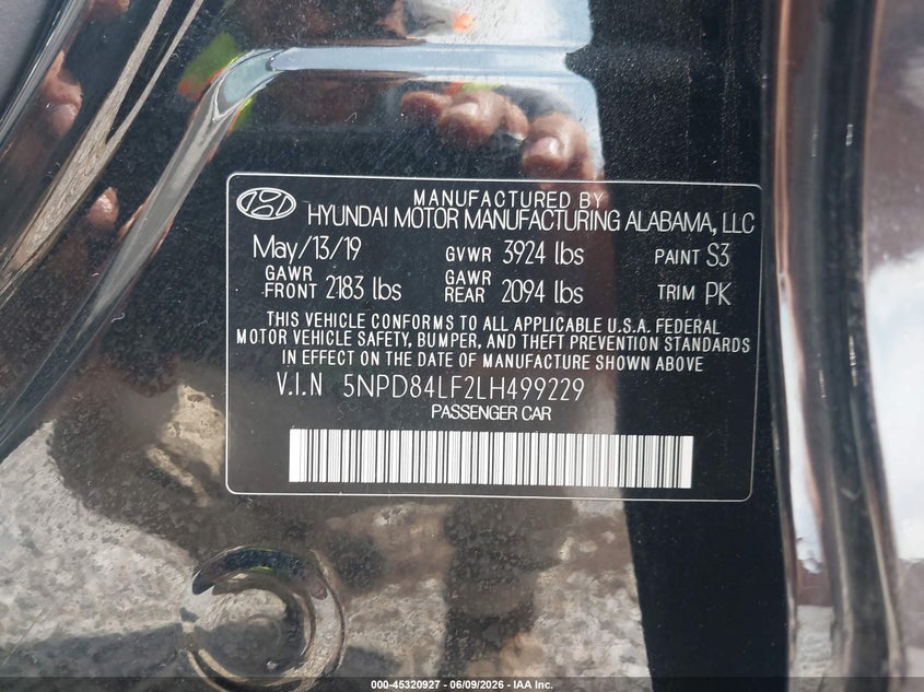 2020 Hyundai Elantra Value Edition VIN: 5NPD84LF2LH499229 Lot: 45320927