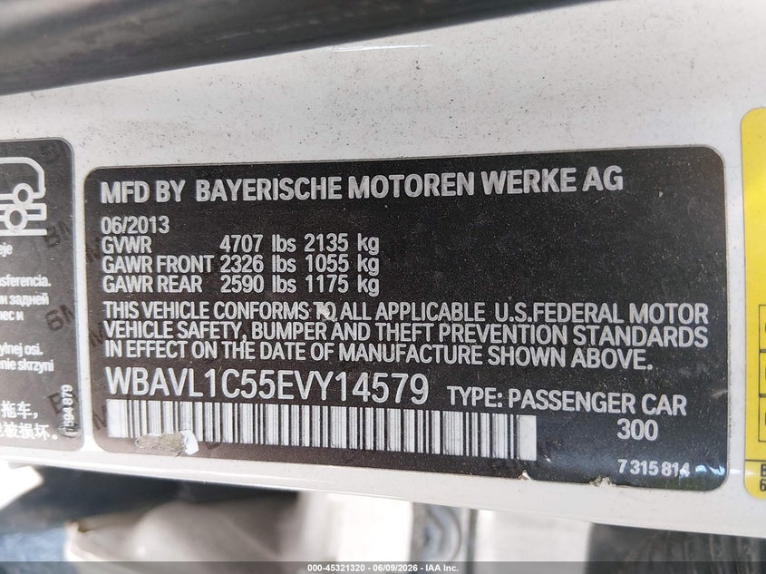 2014 BMW X1 xDrive28I VIN: WBAVL1C55EVY14579 Lot: 45321320