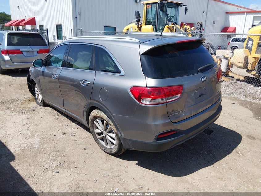 Vin: 5xypg4a33hg301829, lot: 45820201, kia sorento 2.4l lx 20173