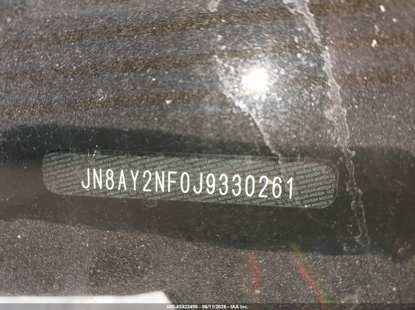 2018 Nissan Armada Platinum VIN: JN8AY2NF0J9330261 Lot: 45322496