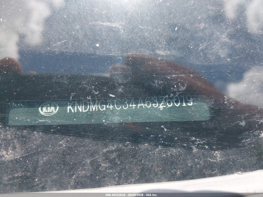 2010 Kia Sedona Lx VIN: KNDMG4C34A6326019 Lot: 45322638