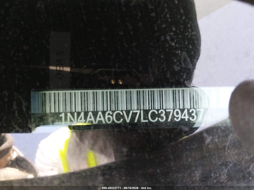 NISSAN MAXIMA 2020 VIN 1N4AA6CV7LC379437