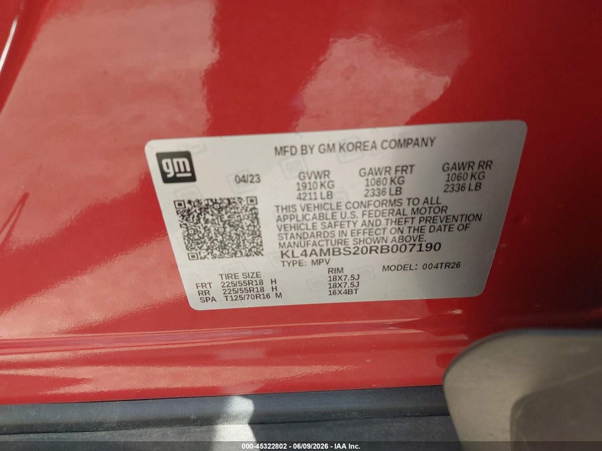 VIN KL4AMBS20RB007190 2024 BUICK ENCORE GX PREFERRED FWD