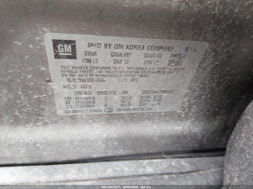 2014 Buick Encore Convenience VIN: KL4CJBSB3EB749384 Lot: 45323271