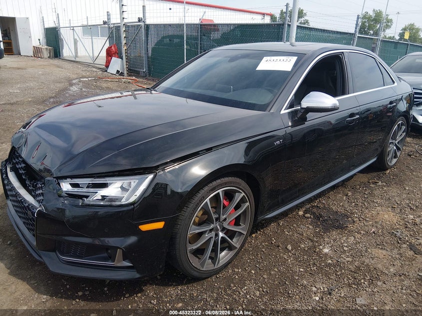 Vin: wauc4af44ja001470, lot: 45821255, audi s4 3.0t premium plus 20182
