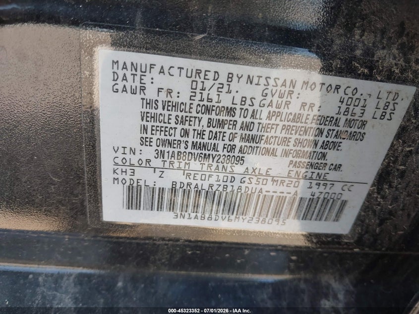 2021 NISSAN SENTRA SEDAN 2.0L I-4 DI, DOHC, VVT, 149HP