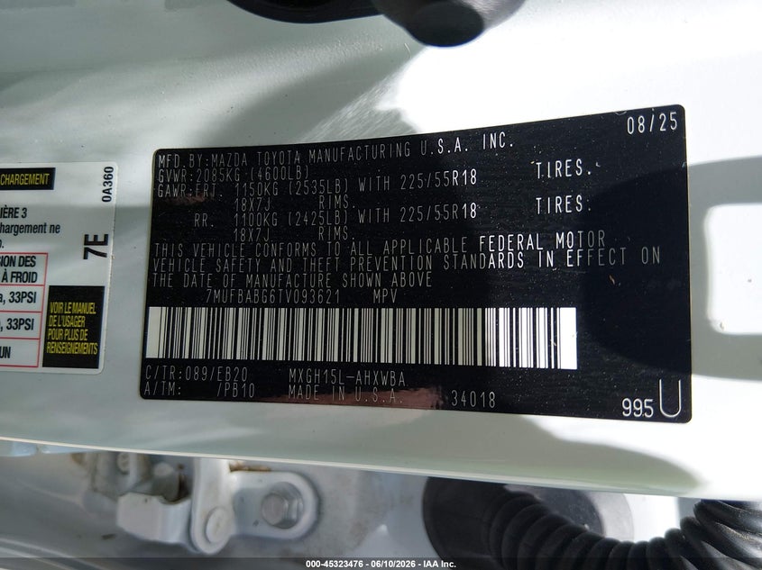 2026 Toyota Corolla Cross Hybrid Xse VIN: 7MUFBABG6TV093621 Lot: 45323476
