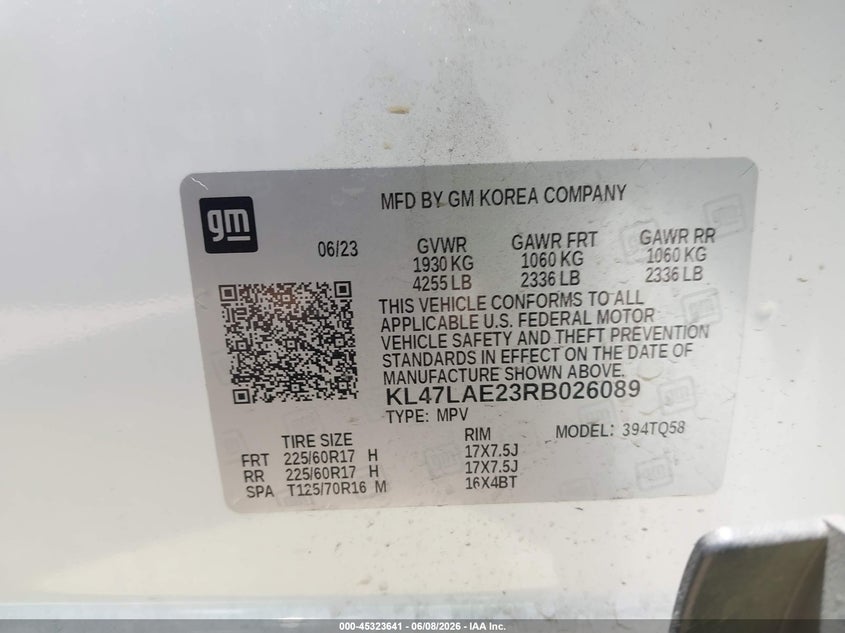 2024 Buick Envista Preferred Fwd VIN: KL47LAE23RB026089 Lot: 45323641