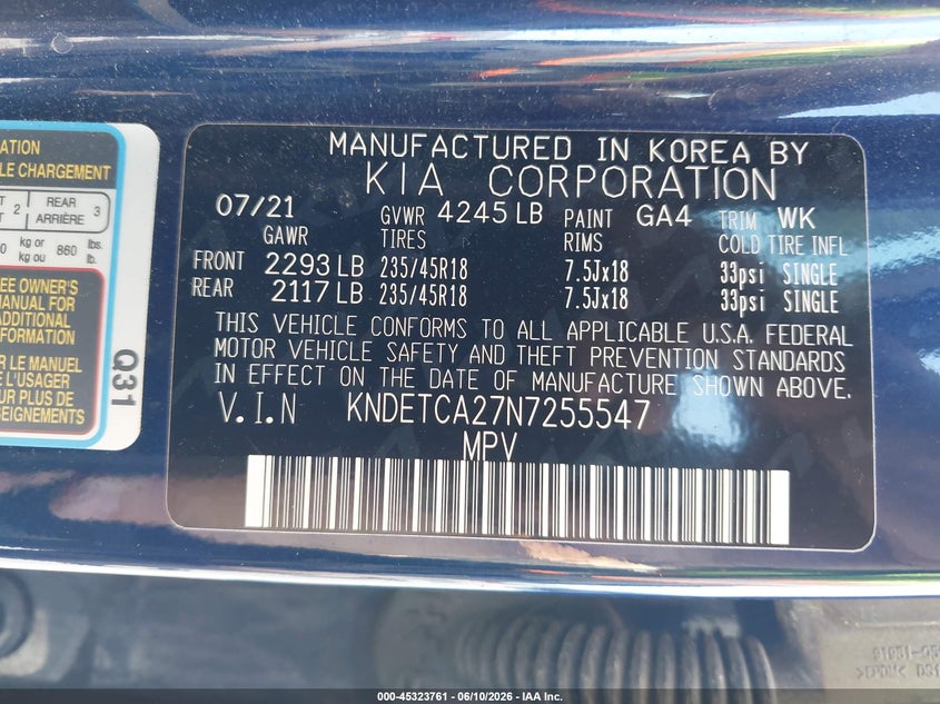 2022 Kia Seltos Sx Turbo VIN: KNDETCA27N7255547 Lot: 45323761