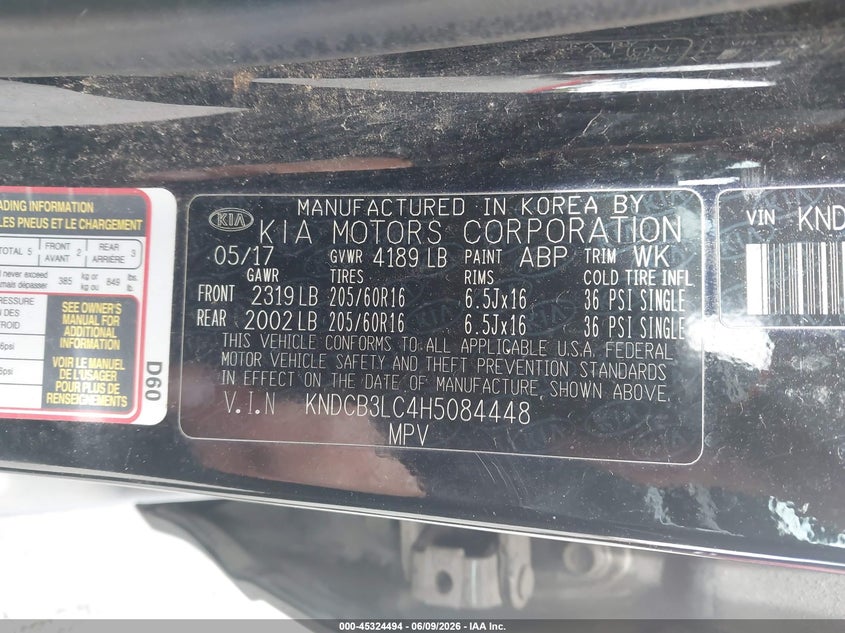 2017 Kia Niro Lx VIN: KNDCB3LC4H5084448 Lot: 45324494