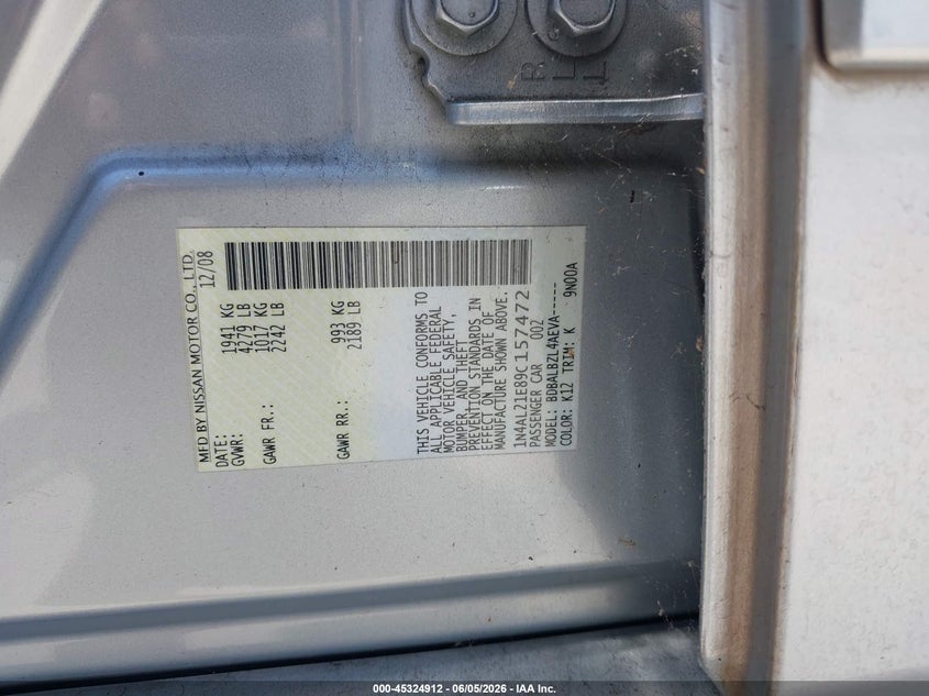 2009 Nissan Altima 2.5 S VIN: 1N4AL21E89C157472 Lot: 45324912