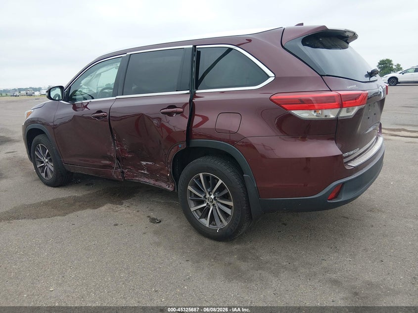 Vin: 5tdjzrfh5js813196, lot: 45823620, toyota highlander xle 20183