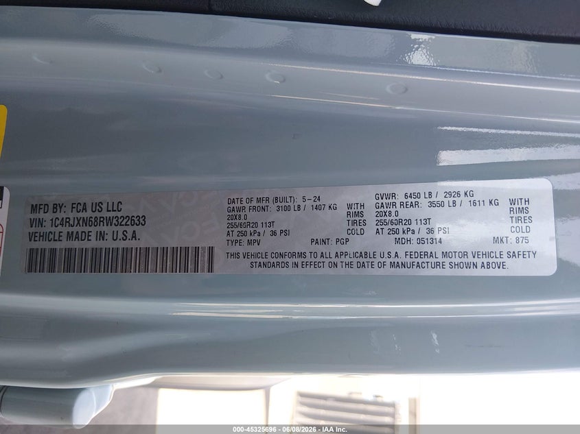 2024 Jeep Wrangler 4Xe Sport S 4Xe VIN: 1C4RJXN68RW322633 Lot: 45325696