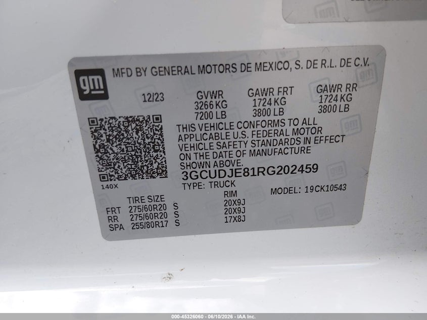 VIN 3GCUDJE81RG202459 2024 CHEVROLET SILVERADO 1500 4WD  SHORT BED HIGH COUNTRY