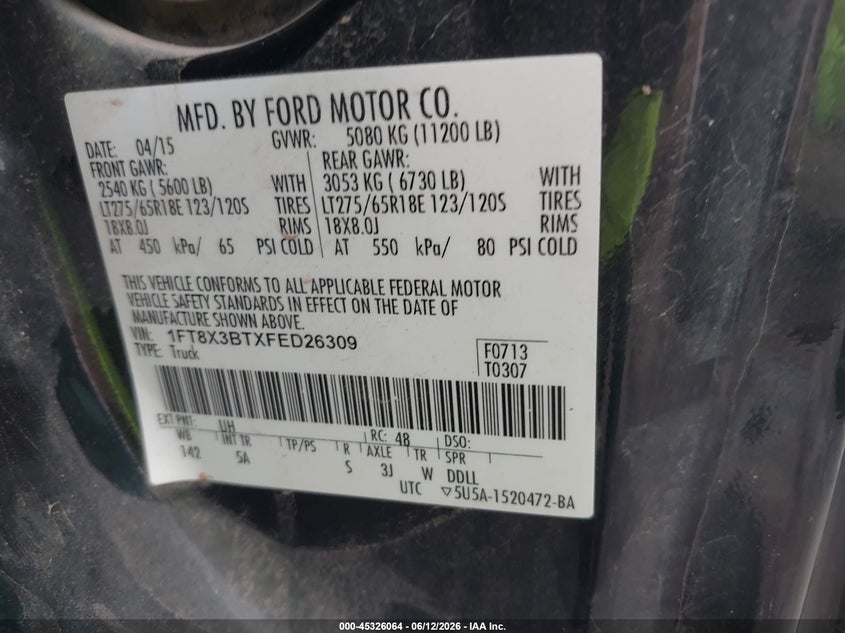 2015 FORD F-350 auction photo 8