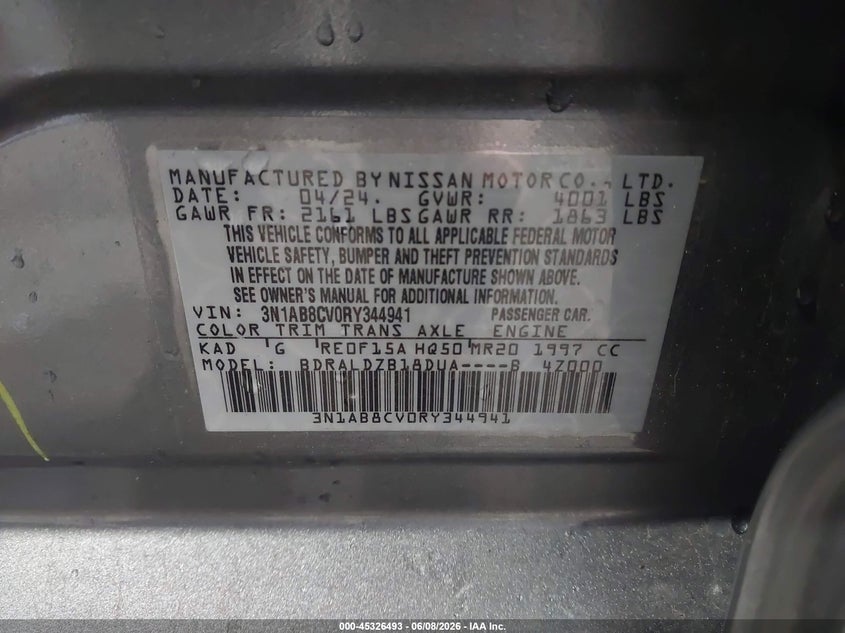 VIN 3N1AB8CV0RY344941 2024 NISSAN SENTRA SV XTRONIC CVT