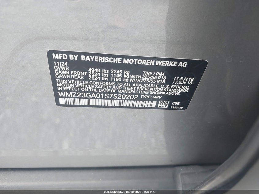 2025 Mini Countryman Cooper S VIN: WMZ23GA01S7S20202 Lot: 45326662