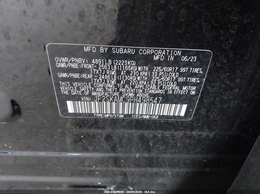 2023 SUBARU FORESTER SPORT UTILITY VEHICLE 2.5L H-4 DI, DOHC, VVT, 182HP