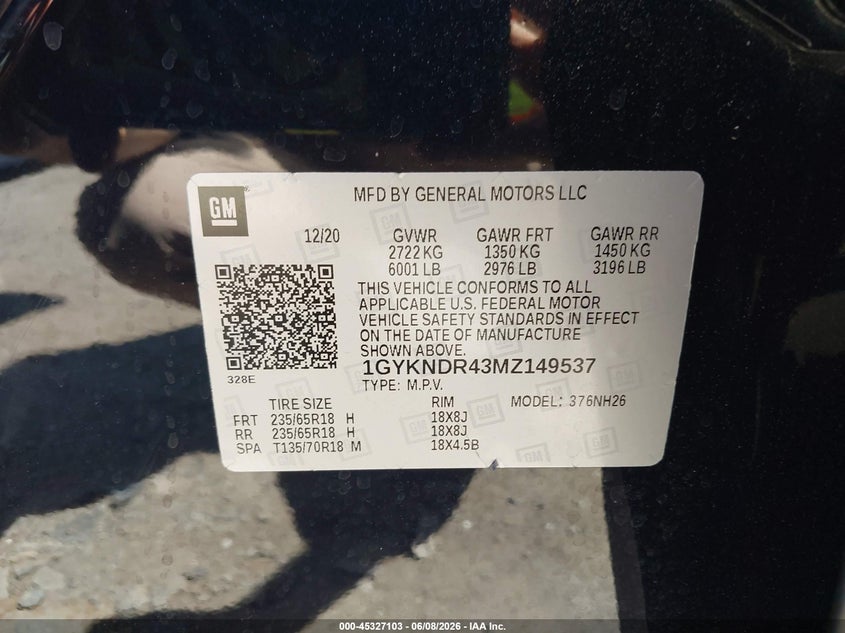 2021 Cadillac Xt5 Premium Luxury VIN: 1GYKNDR43MZ149537 Lot: 45327103