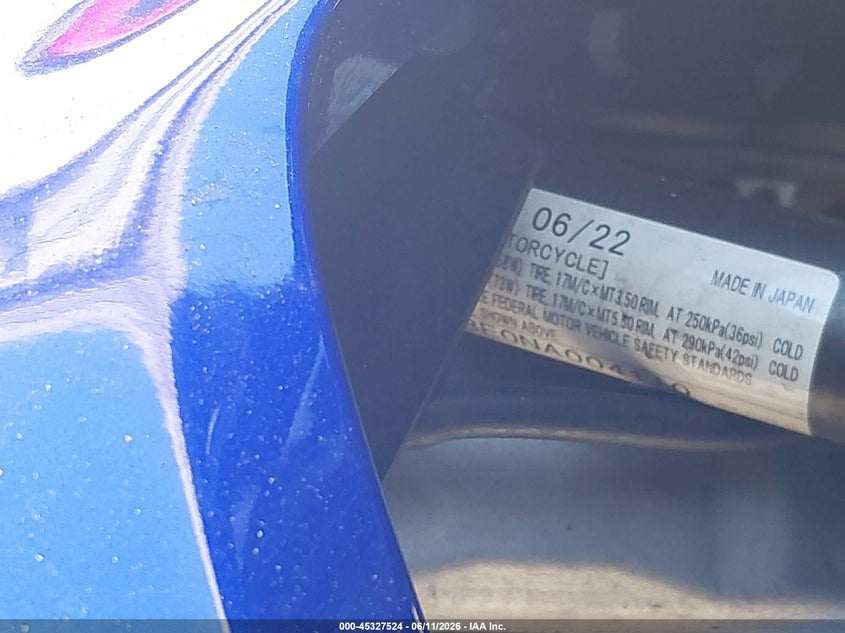2022 Yamaha Yzfr7 VIN: JYARM38E0NA004110 Lot: 45327524