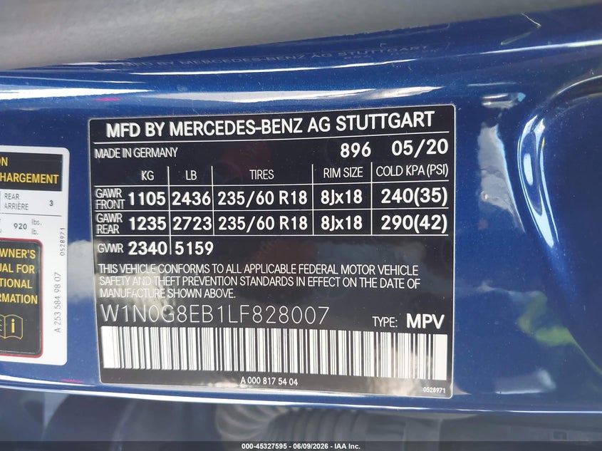 2020 Mercedes-Benz Glc 300 4Matic VIN: W1N0G8EB1LF828007 Lot: 45327595