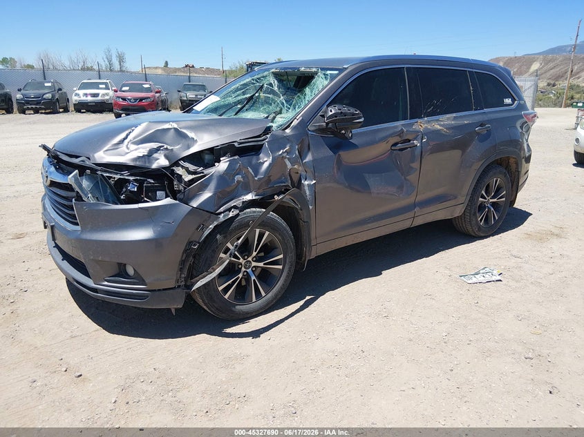Vin: 5tdjkrfhxgs295342, lot: 45825623, toyota highlander xle v6 20162