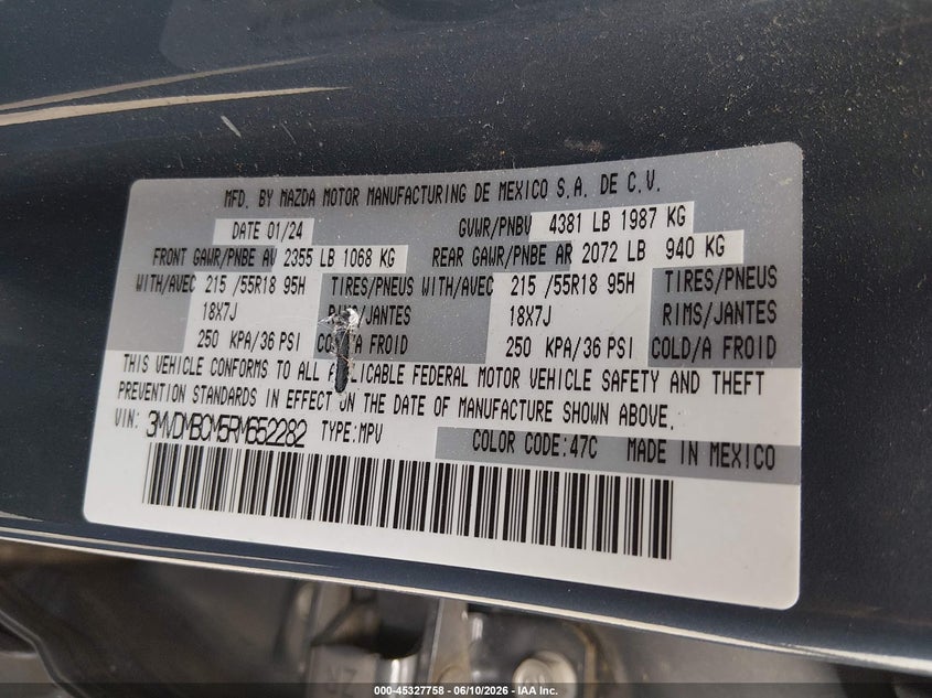 2024 MAZDA CX-30 2.5L I-4 DI, DOHC, V(VIN: 3MVDMBCM5RM652282