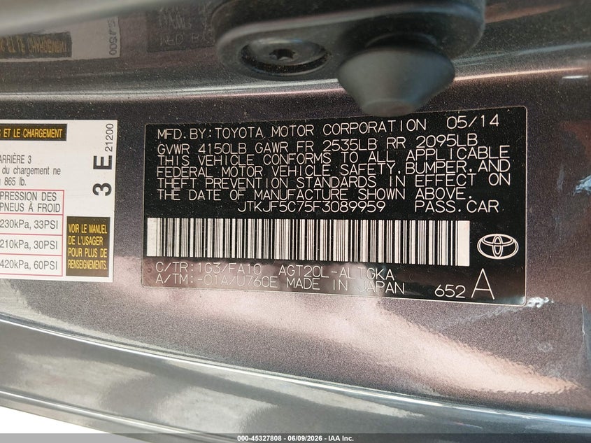 2015 Scion Tc VIN: JTKJF5C75F3089959 Lot: 45327808