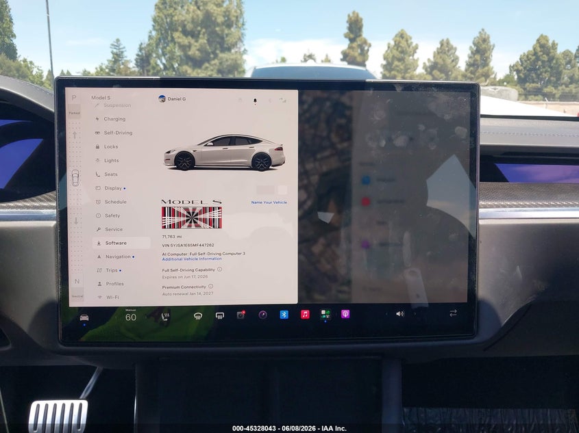 2021 Tesla Model S Plaid Tri Motor All-Wheel Drive VIN: 5YJSA1E65MF447262 Lot: 45328043