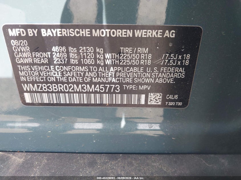 2021 Mini Countryman Cooper S VIN: WMZ83BR02M3M45773 Lot: 45328093