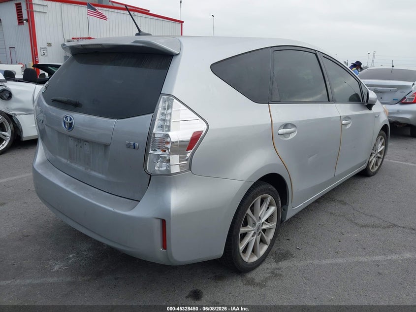 Vin: jtdzn3eu0c3037476, lot: 45826383, toyota prius v five 20124