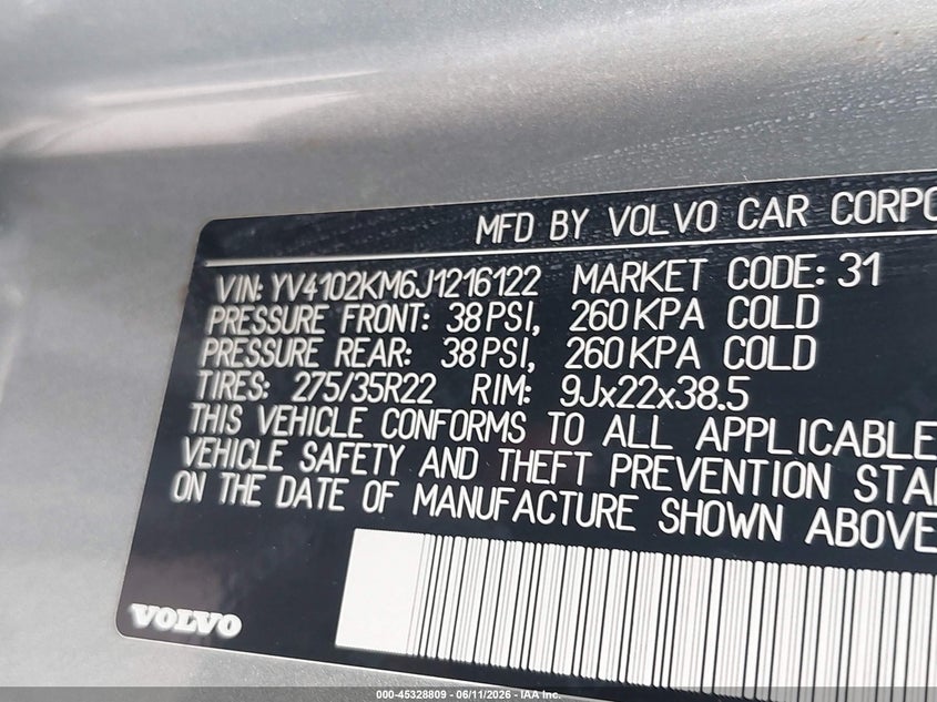 2018 Volvo Xc90 T5 R-Design 5P VIN: YV4102KM6J1216122 Lot: 45328809