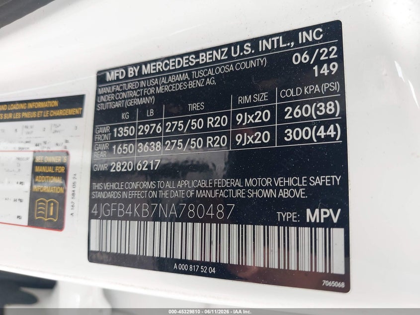 2022 Mercedes-Benz Gle 350 4Matic VIN: 4JGFB4KB7NA780487 Lot: 45329810