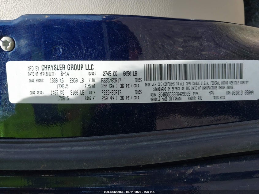 2014 DODGE CARAVAN VAN 3.6L V-6 DOHC, VVT, 283HP