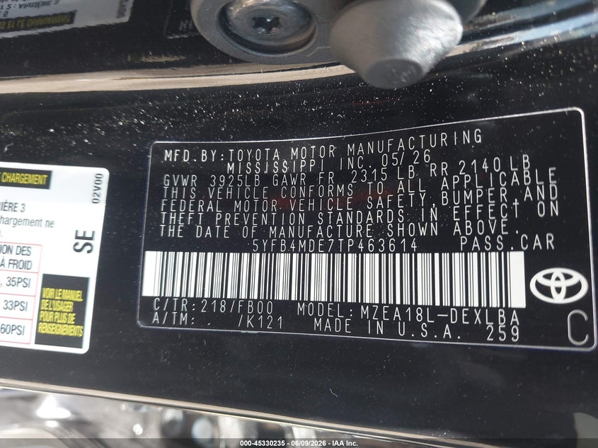 2026 TOYOTA COROLLA SEDAN 2.0L I-4 DI, DOHC, VVT, 169HP