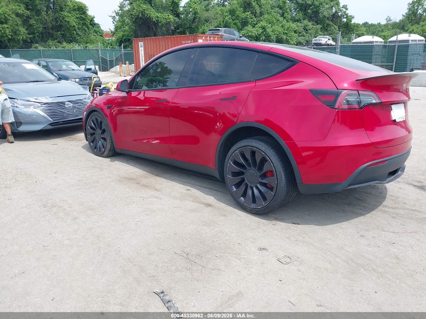 Vin: 5yjygdef6mf259327, lot: 45828900, tesla model y performance dual motor all-wheel drive 20213
