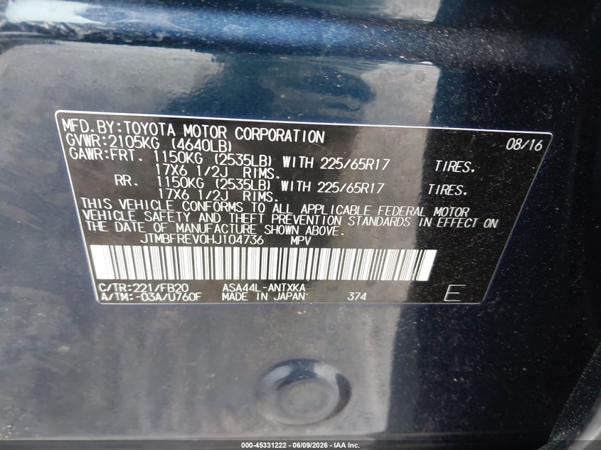 2017 TOYOTA RAV4 LE — Photo 9