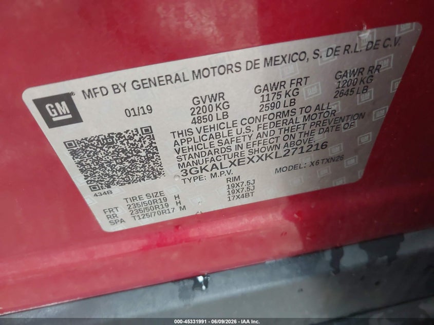 2019 GMC Terrain Denali VIN: 3GKALXEXXKL271216 Lot: 45331991